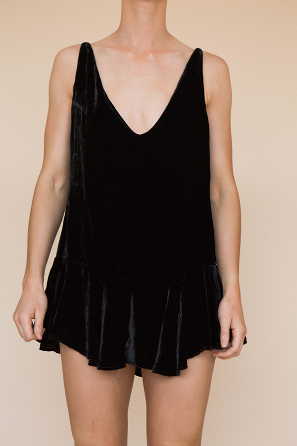 Flirty Mini Dress - Black Velvet