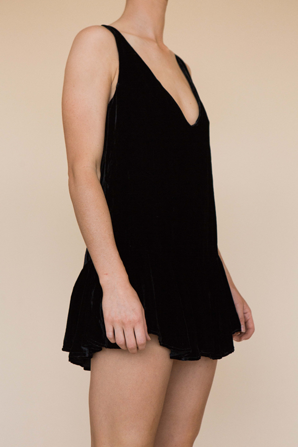 Flirty Mini Dress - Black Velvet